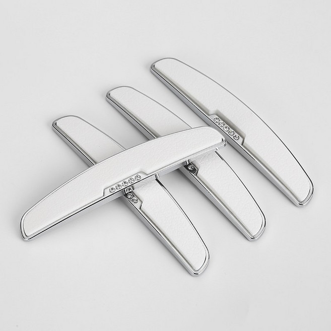 SKANDSALO 문콕방지가드 품 택배 자동차 야광 부딪침방지 차뒤 도어가드 고무바 통용 금속 문테두리 붙임보호 보호대, T02-은색 금속 링+화이트색 한 벌씩 붙인 4조각, 1개