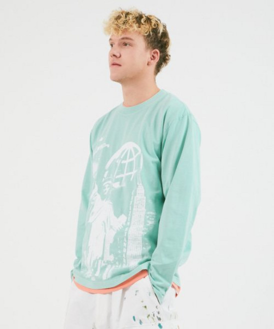 엘엠씨 LMC OVERDYED LIBERTY LONG SLV TEE teal 225569