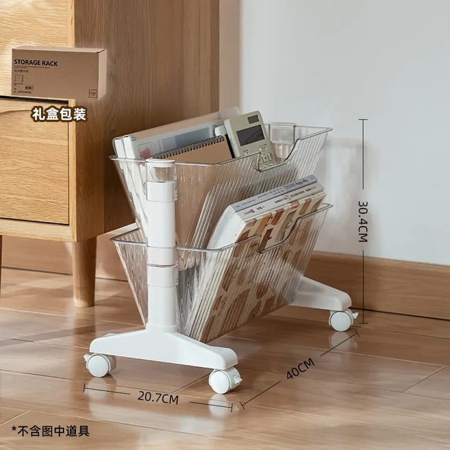 책상 아래 모바일 도서 보관함 문서용 바퀴가 있는 양면 학생용, 06 two toumingbai