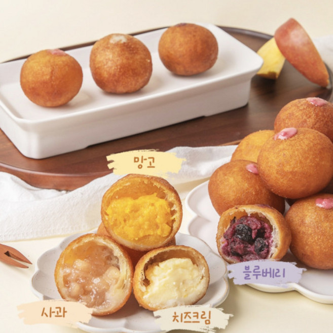 [낭중애] 과일 과육이 가득 과일찹쌀도너츠 (사과2구 블루베리2구 망고2구 치즈크림2구), 1kg, 1박스