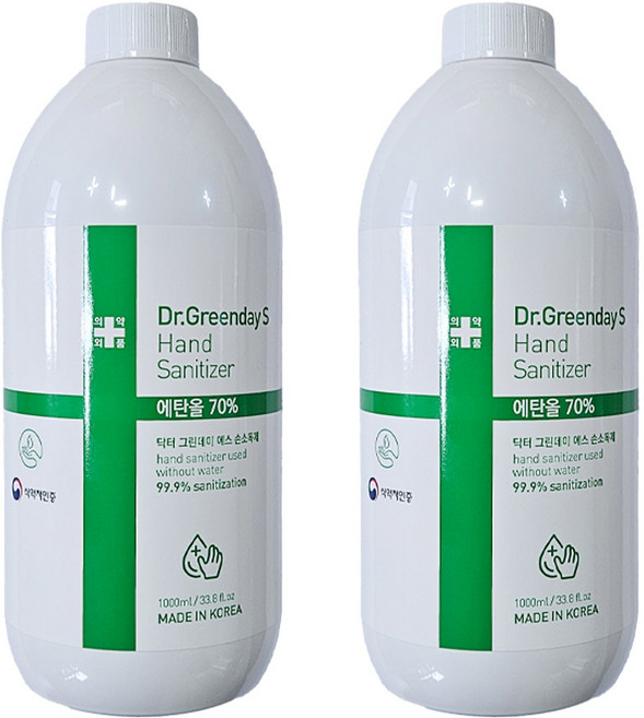 닥터 그린데이 손소독제 리필, 1L, 2개