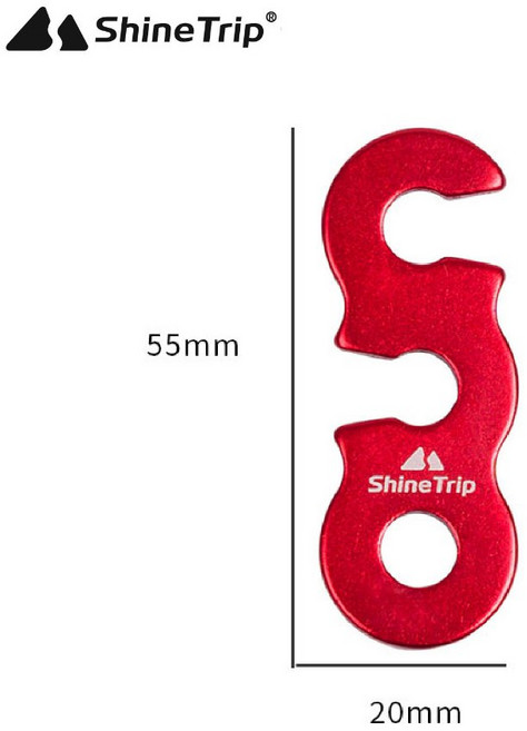 Shine Trip 鋁合金營繩調節片, S型風繩扣【紅色】, 紅色
