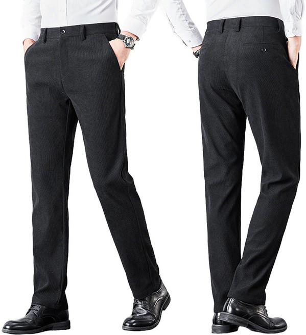 남성 기모 정장 바지 링클프리 고급 소재 울 함유 실크 안감으로 따뜻하게 두툼하게QZ853J