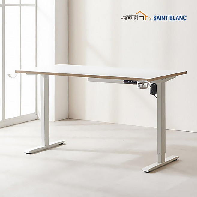 SK575 높이조절 스탠딩 데스커 컴퓨터 공부 모션데스크 1400 HI, 화이트