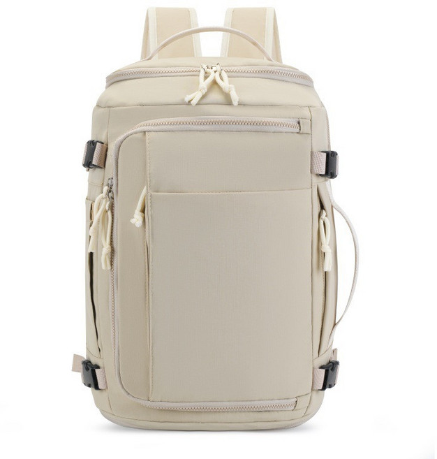 升級款粉色登機背包 旅行雙肩包, 升級款米白色✨可擴展38L≈20吋行李箱