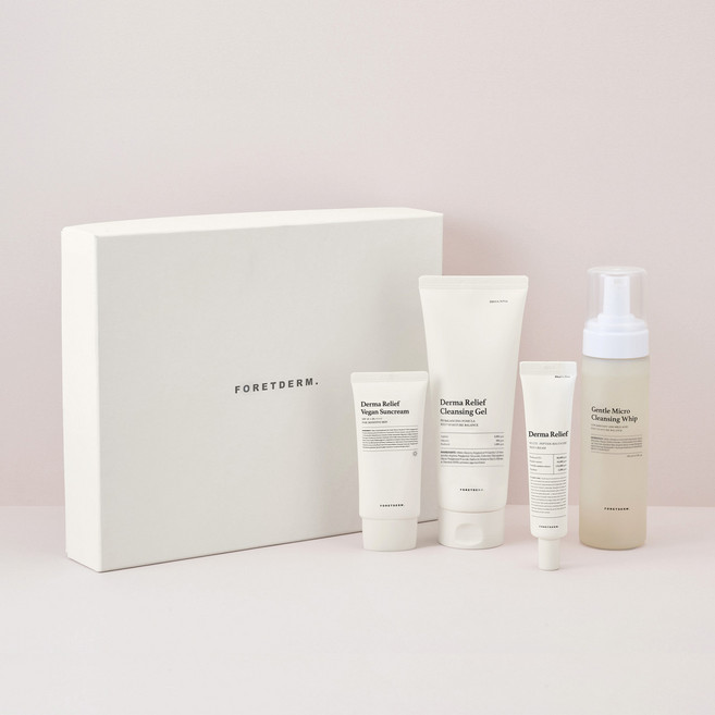 포레덤 안심 저자극 더마릴리프 라인 기초화장품 무향 4종 세트 + 쇼핑백, 1세트
