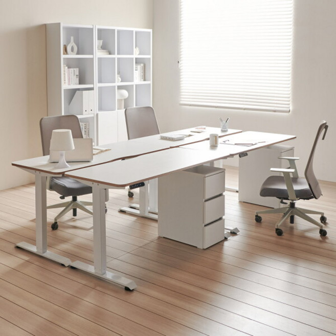 [아씨방] [가구] 컴포트 전동 높이조절 책상+서랍장 140cm, 색상:화이트