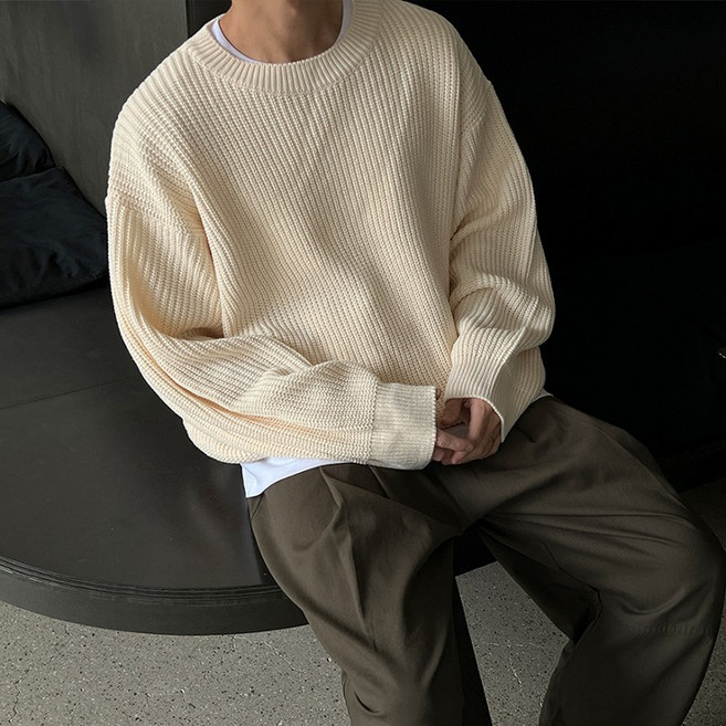 하이 퀄리티 에센셜 라운드 하찌 니트