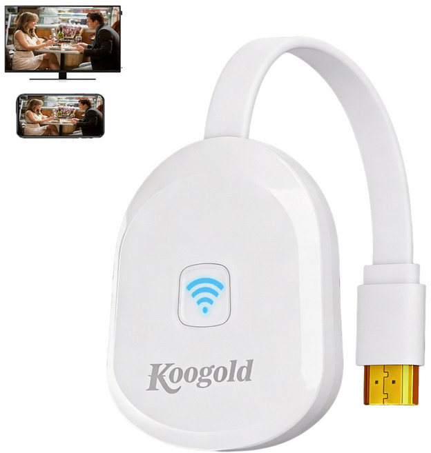 Koogold TV 무선 미러링 MHL 동글 고해상도 미라캐스트 무선 화면 공유 기능 송수신기 미러링 TVING 유튜브 연결 휴대폰, 1개, HD
