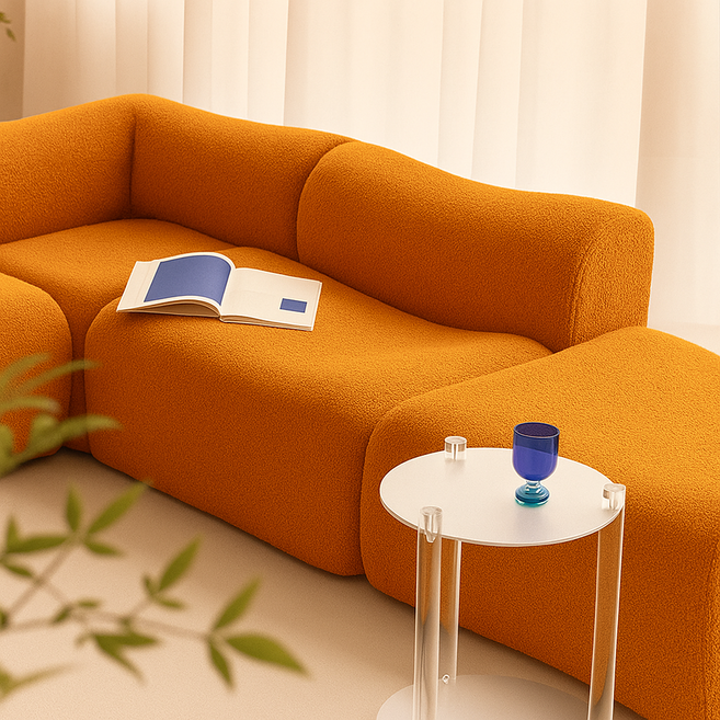 인피니 간편설치 조합형 모듈 압축 소파 램스울 1인 2인 3인 맞춤 진공 압축쇼파, 풋스툴, 카라멜