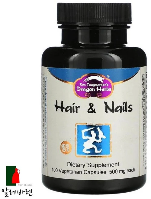 드래곤 허브 Dragon Herbs 모발 및 손톱용 보충제 500mg 베지 캡슐 100정, 1개 - 쿠팡