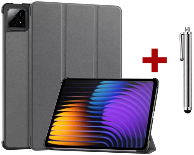 케이스나라 샤오미 미패드7/미패드7 프로 호환 케이스 북커버, 그레이, 1개