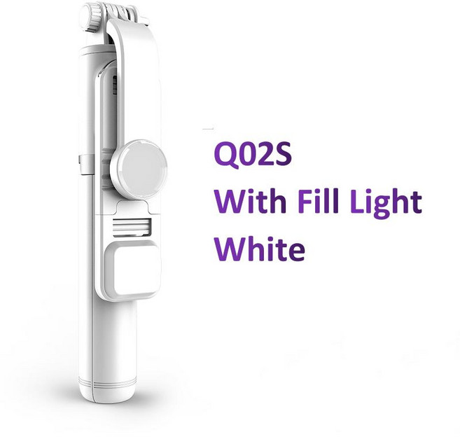 무선 블루투스 셀카봉 삼각대 접이식 미니 소형 호환 필라이트 셔터 리모컨 iOS 안드로이드용, 02 Q02S White, 1개