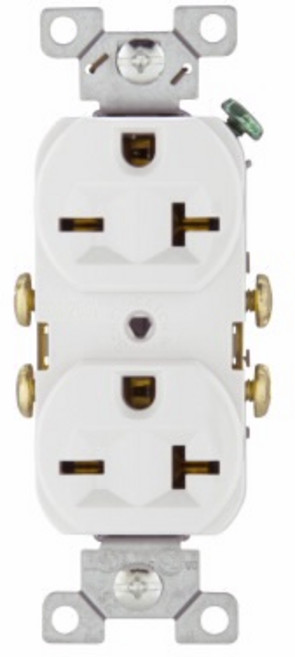 美國 COOPER 商用級插座 815 系列 20A 250V NEMA 6-20 Duplex BSMI認證, 815W 白色,PJS8W 無螺絲孔尼龍面板, 1個