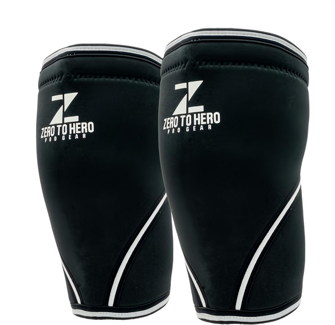 제로투히어로 네오프렌 무릎보호대 7mm, 1세트, BLACK + WHITE