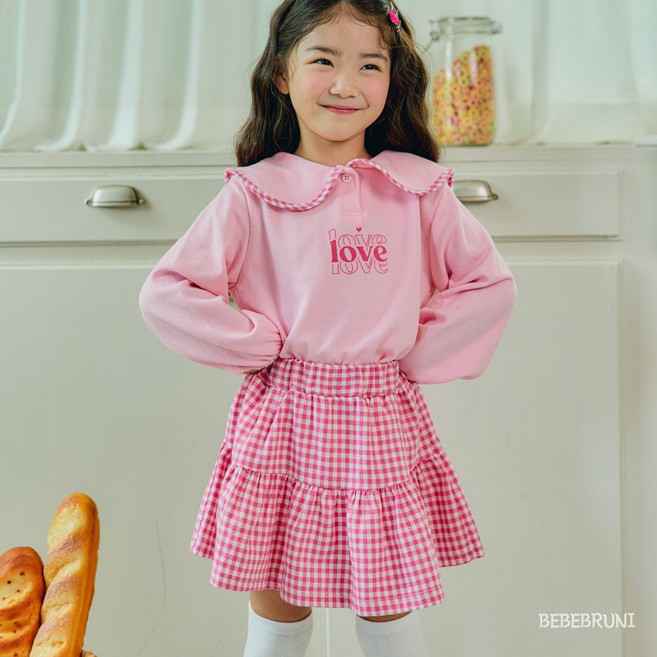 베베브루니 체크2단스커트 (5호)