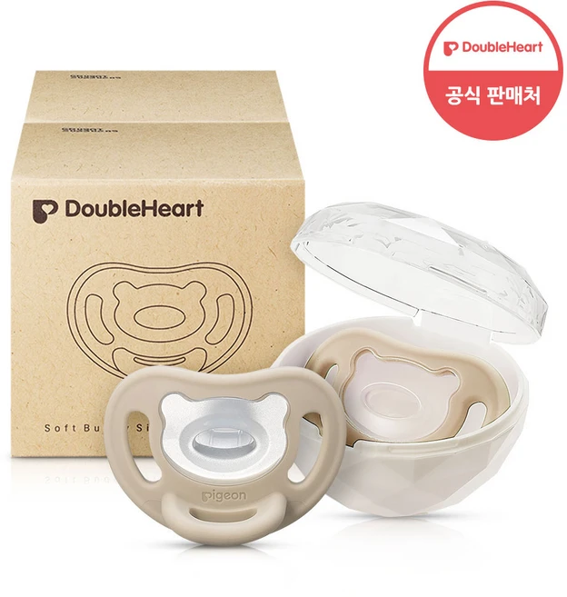 더블하트 Soft Buddy 노리개 젖꼭지 버디노리개2단계 퍼플M, S, 베이지, 2개 - 쿠팡