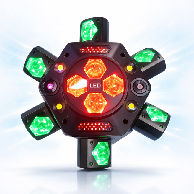 6구 회오리 문어발 무빙 빔 싸이키 레이저 무대 노래방 파티 행사 클럽 LED 특수조명, 블랙