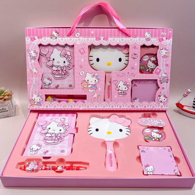 산리오 문구세트 다이어리 꾸미기 거울 빗 신학기 노트 문구, 1세트, 헬로키티