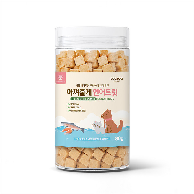 아껴줄게 원물 100% 동결건조 강아지 고양이 겸용 간식, 80g, 1개, 연어