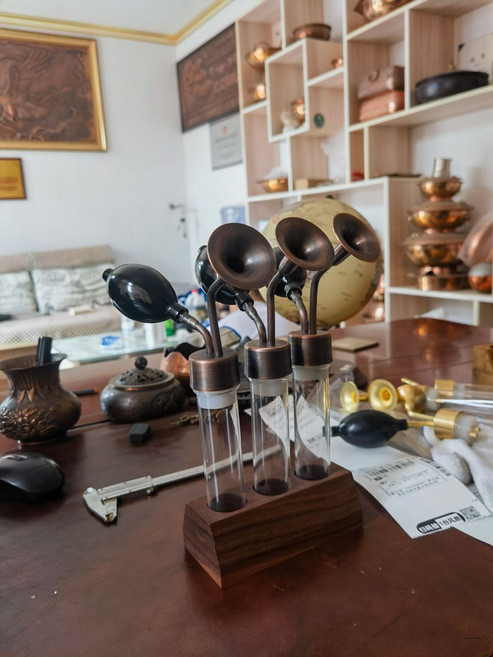 커피 시향 유리병 짧은 향기테스트 레스토랑 테이스팅, 1개, 1L, 구리 빈티지 3개 세트 포함 나무 받침대