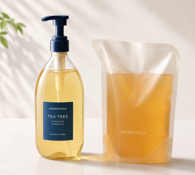 아로마티카 티트리 퓨리파잉 샴푸 750ML+리필500ML탈모 기능성 지성 두피 쿨링, 1개, 750ml