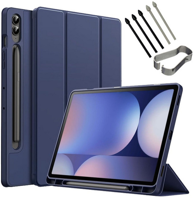 갤럭시탭S10 플러스 울트라 호환 북커버 케이스 S펜슬 수납 S10+ Ultra 삼성 케이스나라, 네이비, 1개