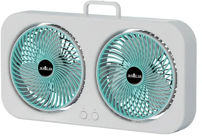 듀얼 헤드 USB 팬 360도 회전 블레이드 벽걸이 OR 독립형 디자인 충전식 (사무실 침실 야외 캠핑용), 04 lv