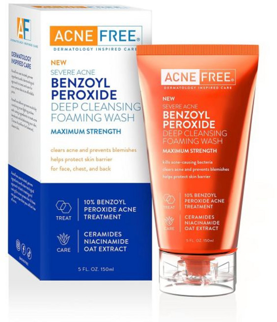 여드름 없는 중증 10 과산화벤조일 포밍 클렌징 워시 5온스, Skin Cleaning Agent, 1개