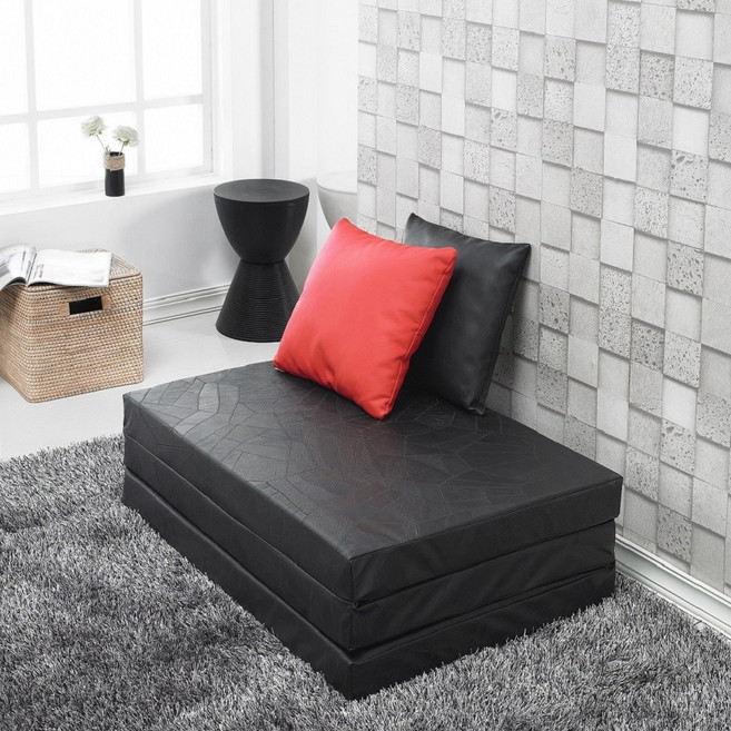 고운님 레자 3단 접이식매트리스, (HR) 레자 블랙, 8cm