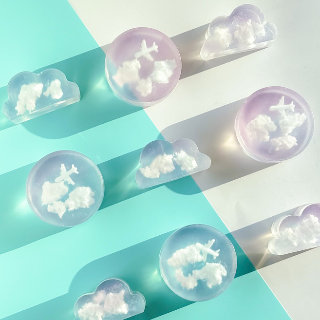 솝베이 구름 세안비누 클렌징비누 돌잔치 결혼식답례 어린이집유치원답례품 생일답례품 구디백, 2. 크라프트박스, 원형구름(100g)