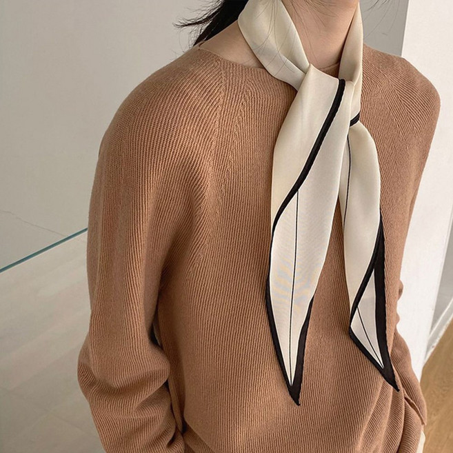 모니즈 라인배색 새틴스카프 여성 쁘띠스카프 컬러5종