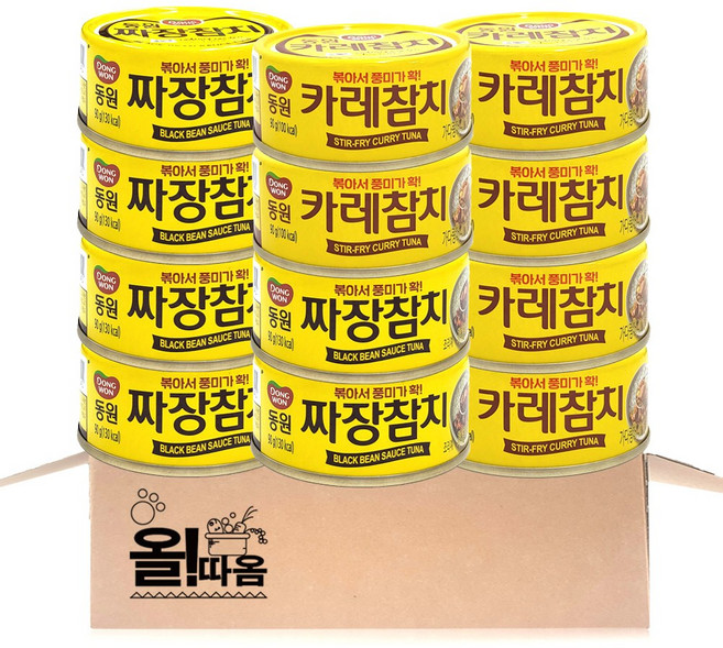 동원 참치 2종 12입 기획세트 3호(카레참치 90g 6개 +짜장참치 90g 6개 ), 1세트, 1.08kg