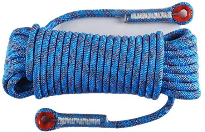 야외 등반 로프 탈출 로프 등반 암벽 등반 내마모성 높은 고도 생명을 구하는 로프 장비 비상 구조 로프, 14mm 직경-20 m, 블루