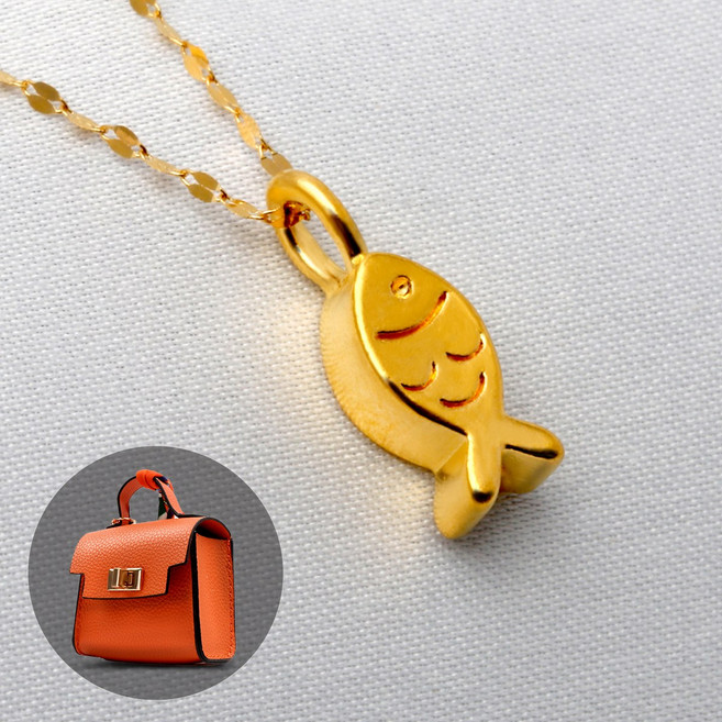 러브넛 여성용 24K 펜던트+18K 체인 럭키피쉬 여성 데일리 행운 물고기 목걸이