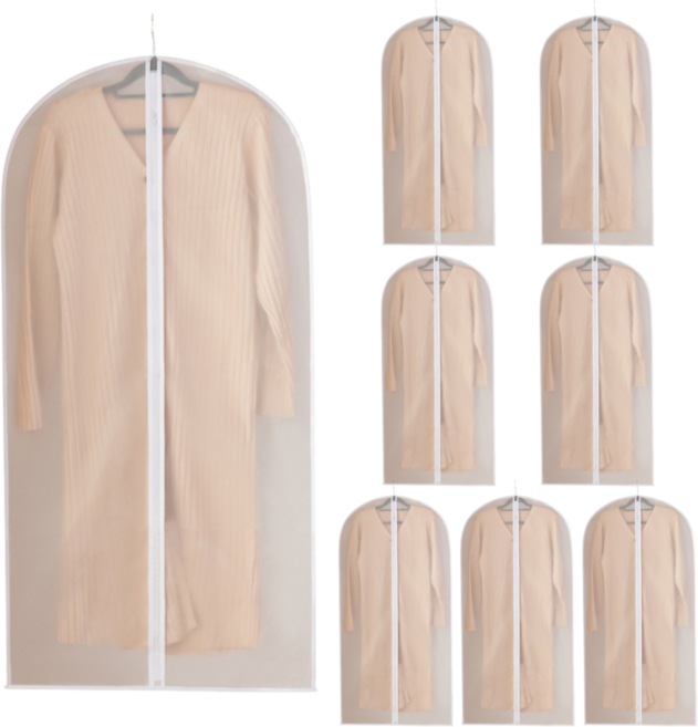 먼지방지 지퍼형 반 투명 옷커버, 8개, 1세트