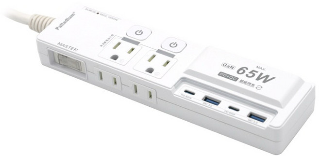 Palladium 按壓式GaN65W氮化鎵延長線 快充 I17充電器 PD TYPEC USB延長線 插座 快充頭 防雷擊-質感白 RGB燈光版, 防雷擊-質感白 RGB燈光版-180CM, 1個, 1.8米/6尺