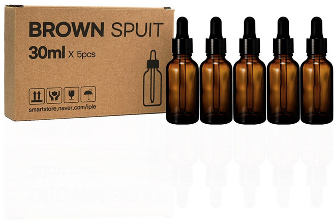 닥터보틀 갈색병 스포이드 유리용기, 스포이드 30ml, 5개, 브라운