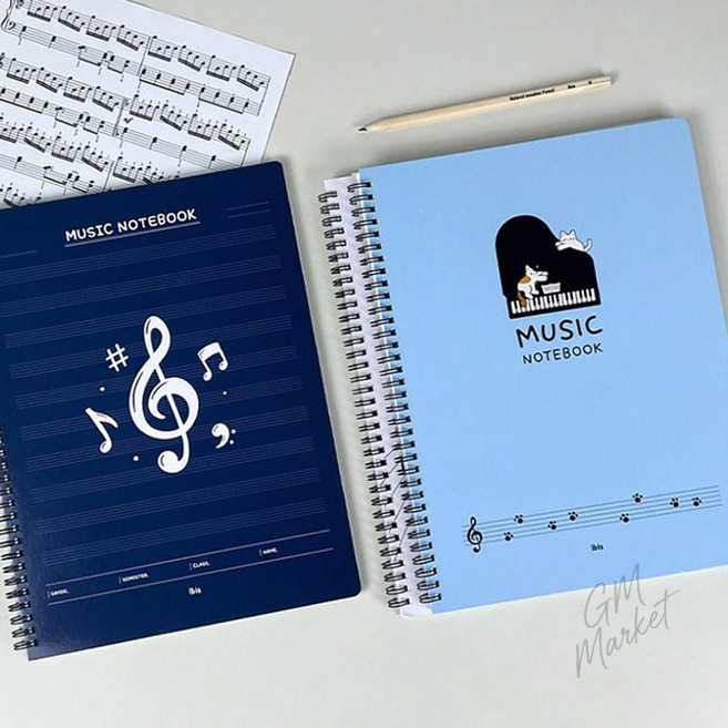 스프링 12줄 오선지 음악 노트 랜덤 3p 깔끔한 공책, 상세페이지 참조, 상세페이지 참조