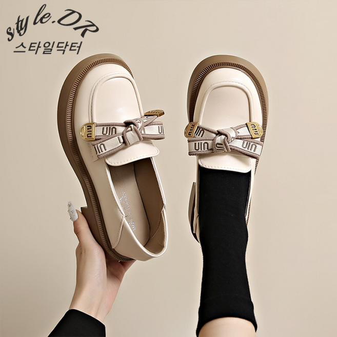 스타일닥터 여성 로퍼 리본 심플 빈티지 하이 퀄리티