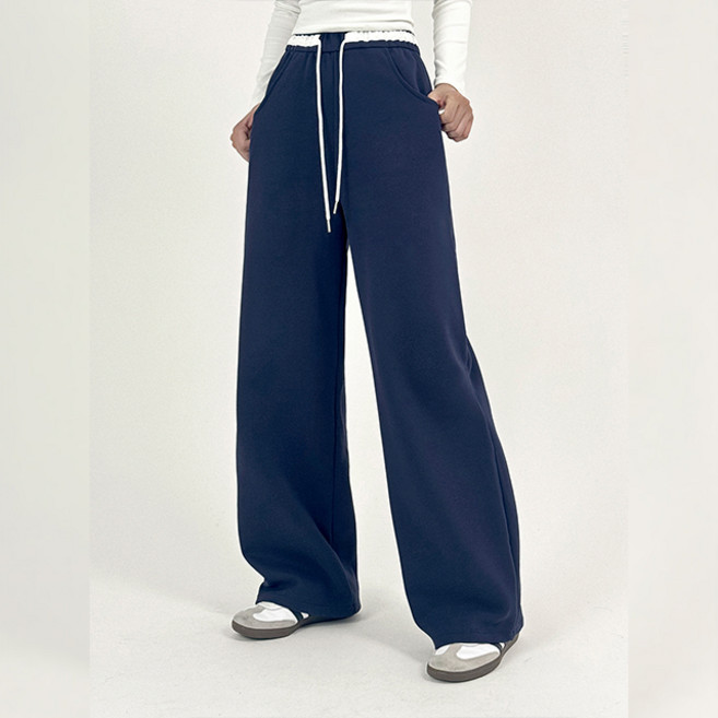 밴딩 라인배색 스트링 와이드 트레이닝 팬츠