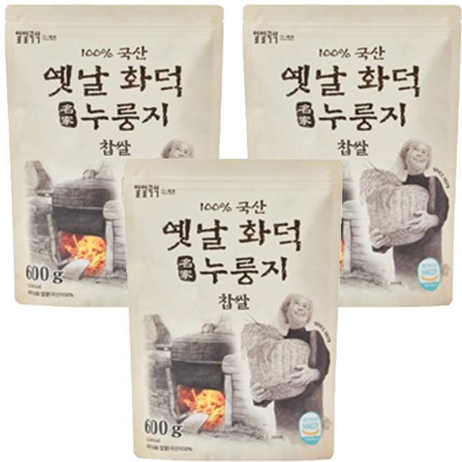 일일곡식 옛날 화덕 누룽지 찹쌀, 600g, 3개