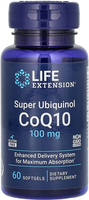 Life Extension 슈퍼 유비퀴놀 CoQ10 100mg 소프트젤 60정, LifeExtension슈퍼유비퀴놀CoQ10100mg소, 1개 - 쿠팡