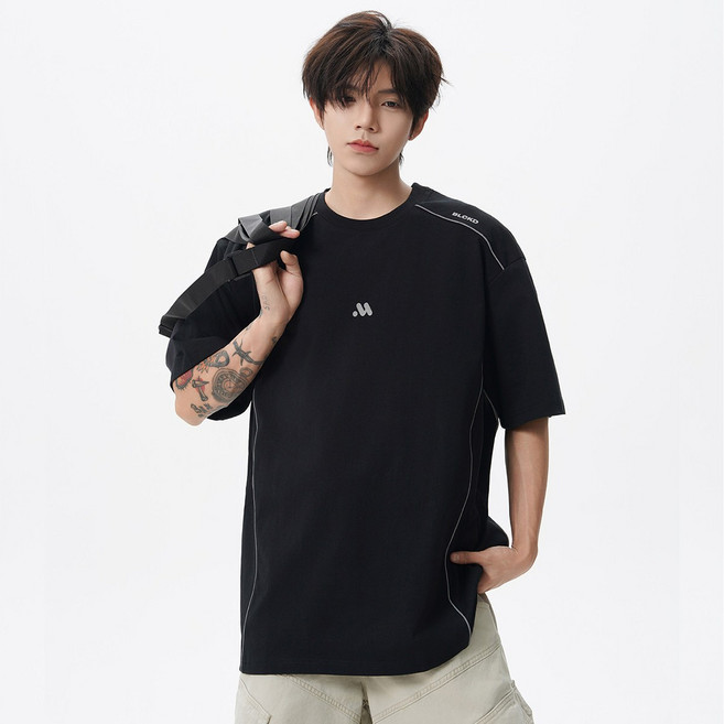 ANYOU 남성 여름 반팔 티셔츠 쿨링 자외선 차단 오버핏 헤비웨이트 캐주얼 상의