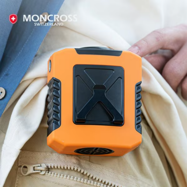 몽크로스 휴대용 허리선풍기 클립팬 바디팬 옷속 등 냉풍기 무선 미니 손풍기 소형 에어컨, 오렌지