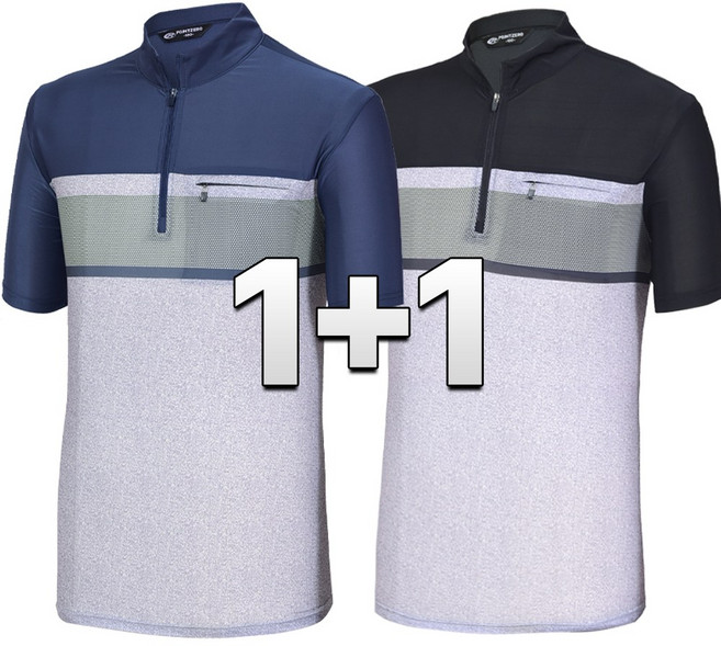 워킹맨 1+1 상쾌한 쿨링 등산 아웃도어 반팔 티셔츠 일상복 집업티 A324