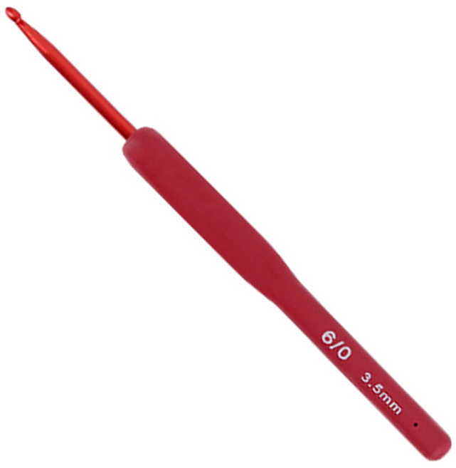 오키도키 고급형 레드 실리콘 코바늘, 레드 실리콘 코바늘 6/0호(3.5mm), 1개