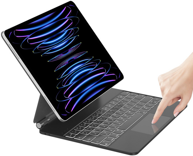 HOU 아이패드 호환 매직키보드 프로M4 1/2/3/4세대 에어6/5/4 M2 11/12.9인치 10세대 한글각인 키보드, 프로 1/2/3/4 11인치 에어4/5 10.9인치, 블랙