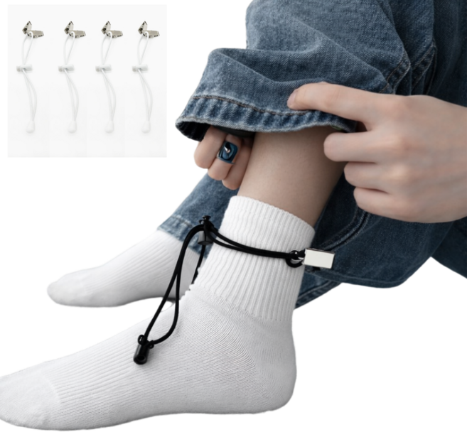 바지 밑단 고정 더블 집게 스트링, 화이트, 4개