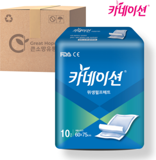 카네이션 위생매트 깔개매트 10매x10팩 (100매) 박스, 60 x 75cm, 10매입, 10개